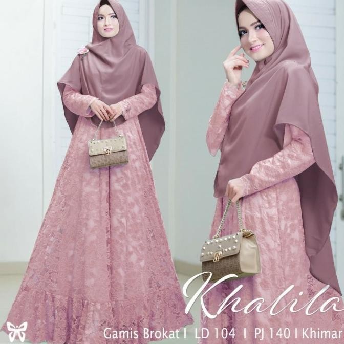 Gamis Syari Wanita Dewasa Size L Dan Xxl Jumbo Brukat Khalila Cecelapak9