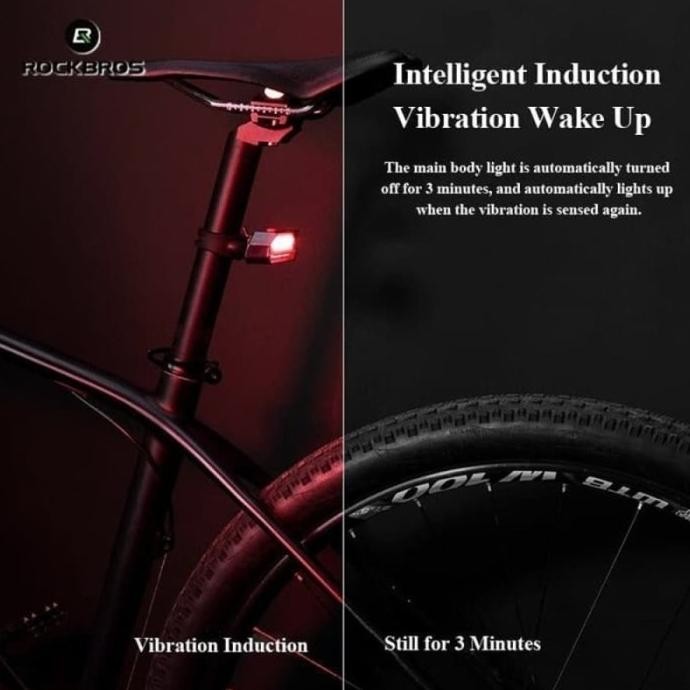 LAMPU BELAKANG SEPEDA ROCKBROS Q3 SMART LIGHT TAIL BRAKE SENSOR