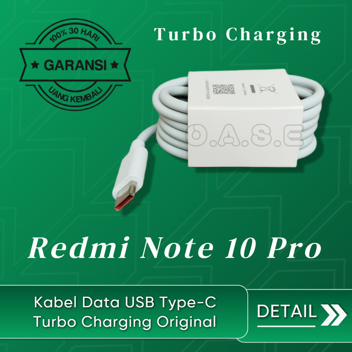 Kabel Data Xiaomi Redmi Note 10 Pro Usb Type C Turbo Charging Putih