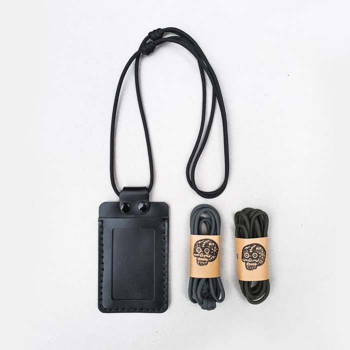 

WARDEN - BDS leather ID card Holder triple lanyard