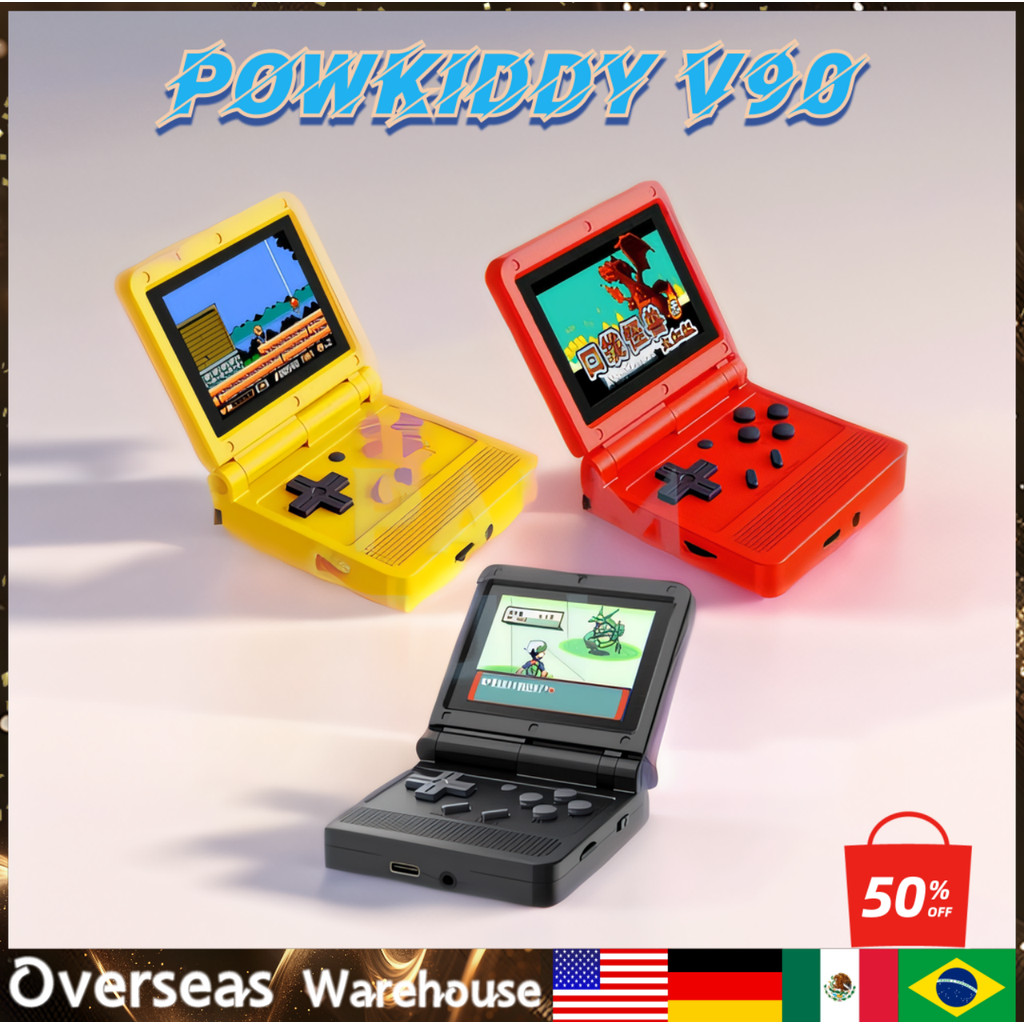 YHS V90 Retro Game Console IPS Screen Flip Handheld Console Open System Game Children's gifts Consol