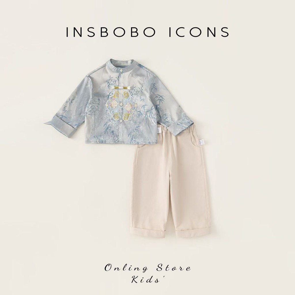 Setelan Tang Gaya Cina Anak Laki-Laki Lengan Panjang Hanfu Baru