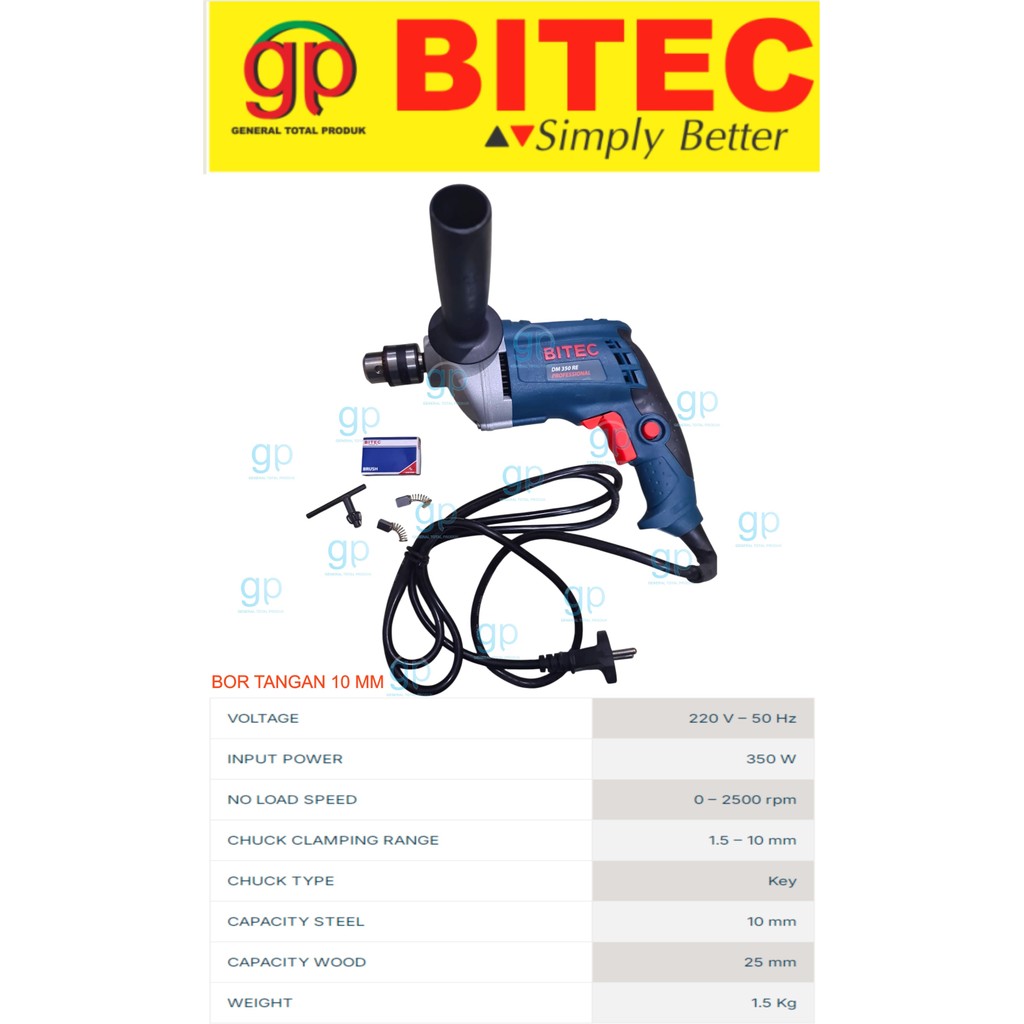 BOR TANGAN BITEC DM 350 RE, DRILL BITEC DM 350 RE