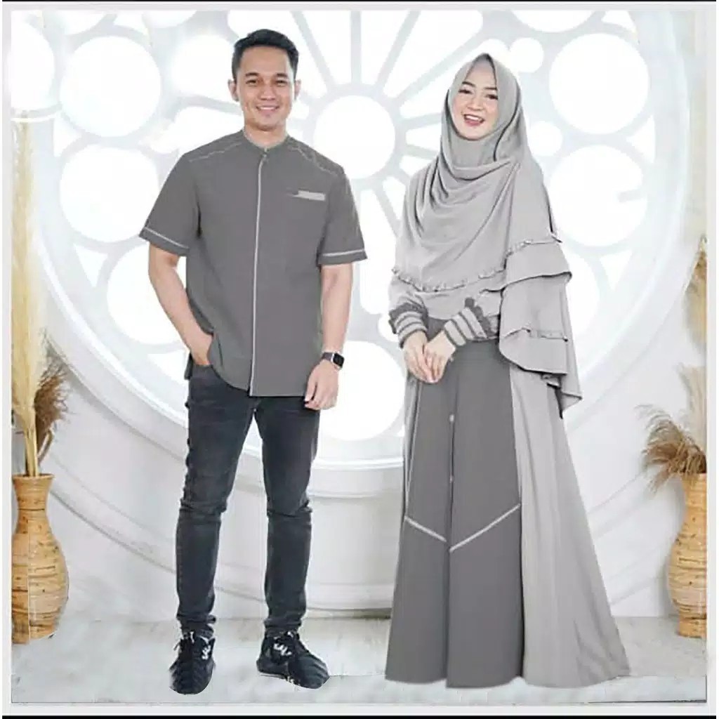 Gamis Couple Seragam Keluarga Remaja Cowok Cewek Nikahan Seserahan Brokat Kapel Pasangan Batik Lebar