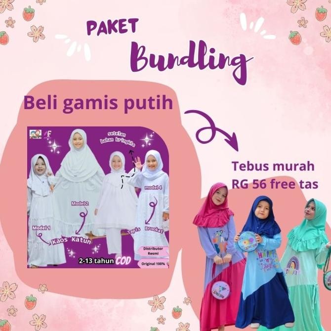 Gamis Anak Perempuan Usia 2 12 Tahun Baju Pakaian Muslim Anak Putih 52 Original