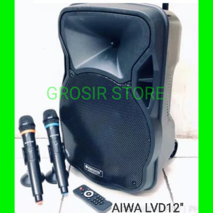 Speaker Portable Wireless AIWA WAS112LVD Bluetooth 12Inch (Handheld) Terbaru Berkualitas