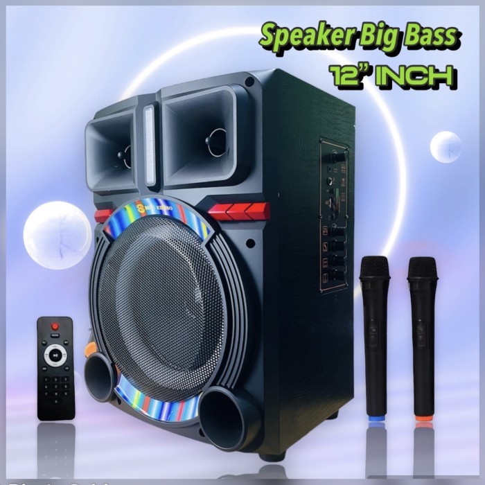 Speaker Bluetooth Karaoke Kimiso Qs-1205HH 12inch With 2Mic wireless Terbaru Berkualitas