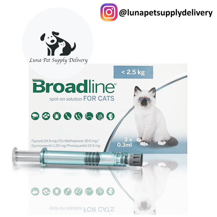 Obat Kutu, Pinjal, Scabies & Cacing Kucing Broadline S dibawah 2,5 kg