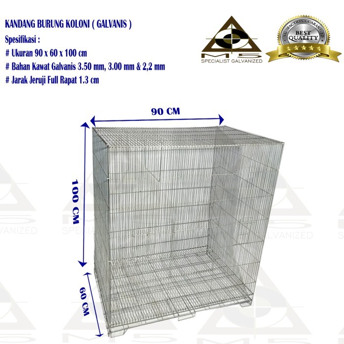 Kandang Burung Koloni Galvanis - 90x60x100 cm