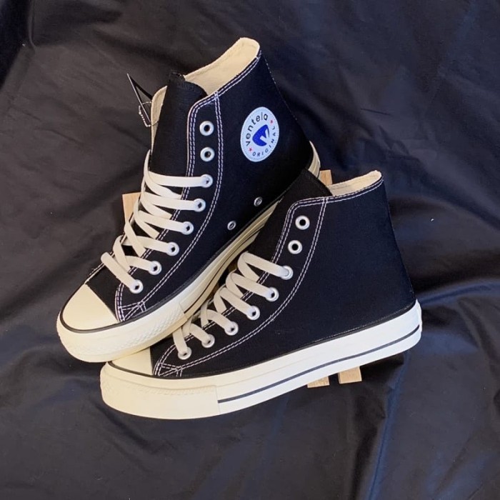 Sepatu Ventela 70S Etnic High Hitam Putih 100% Original