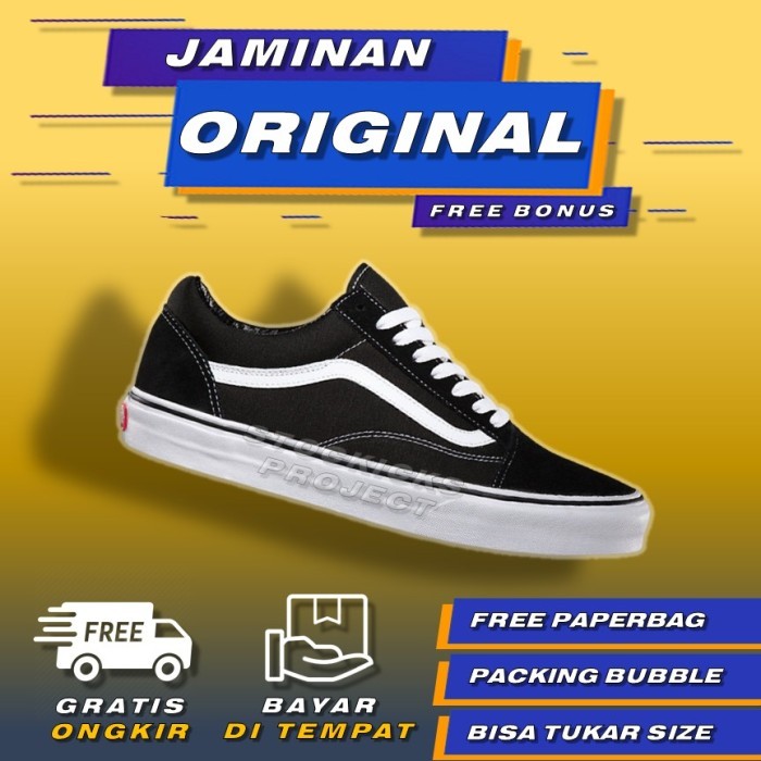 Vans Old Skool Black White Original Sepatu Vans Oldskool Original Pria