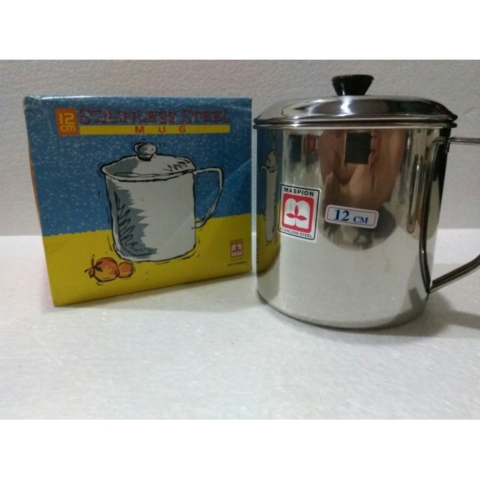 Maspion Mug Stainless Steel + Tutup 12Cm / Gelas Stainless 12Cm