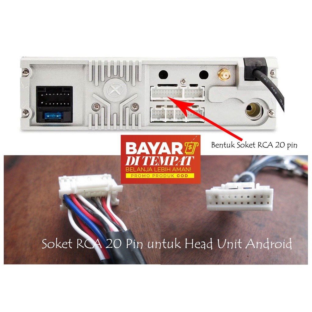 Soket RCA 20 pin untuk Head Unit Android