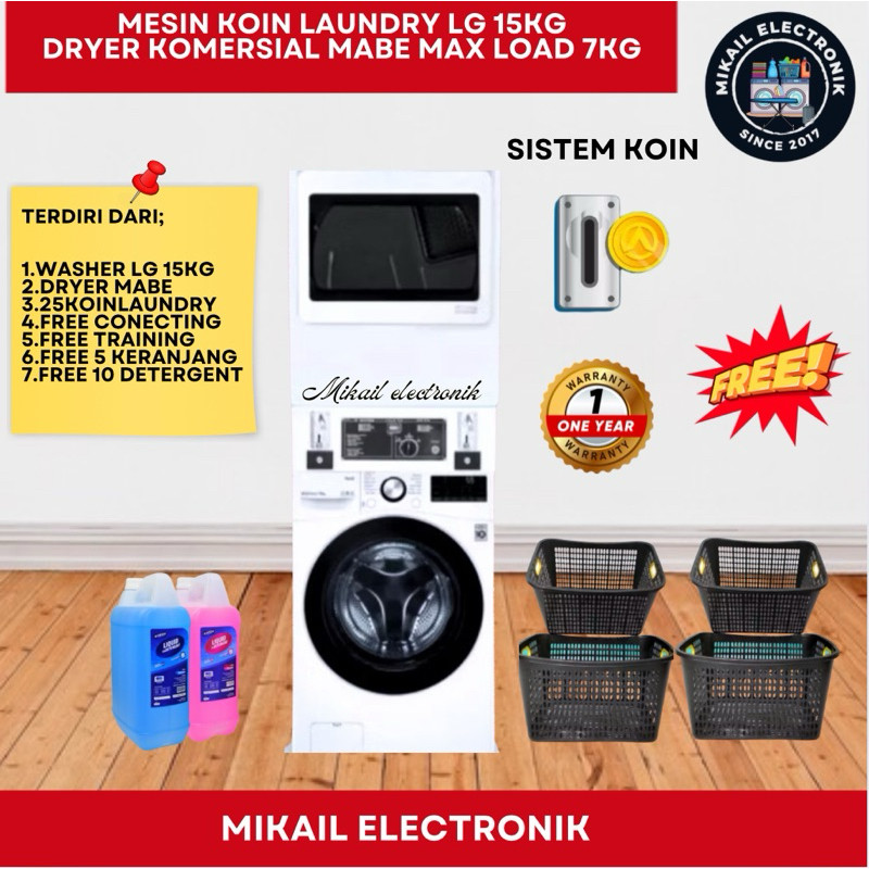 MESIN LAUNDRY KOIN LG 15KG DRYER MABE