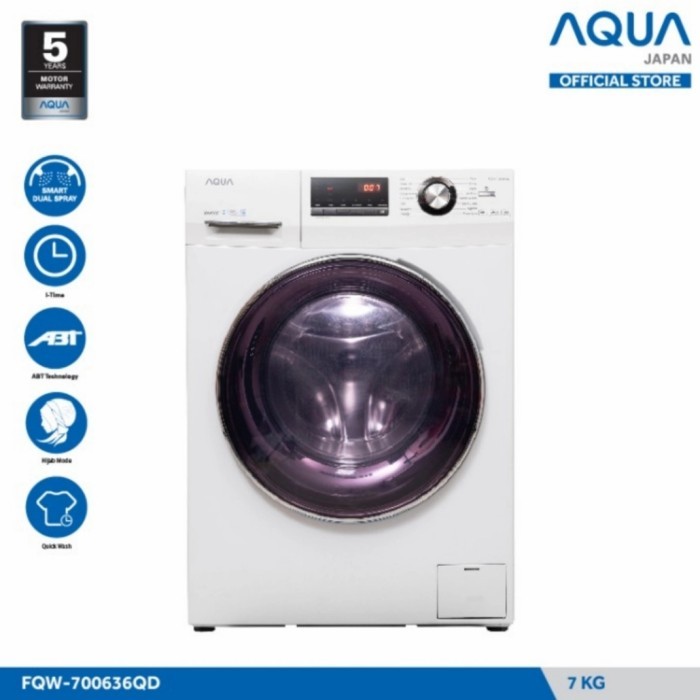 `````````] Mesin Cuci AQUA 1 Tabung 7 KG Front Loading FQW-700636QD