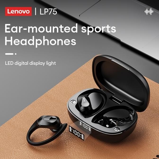 Lenovo Thinkplus LP75 OWS Open Ear Wireless Bluetooth Earphones TWS Sport Headset IPX5 Waterproof He