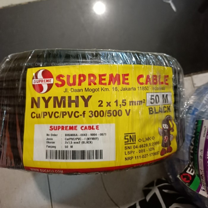Kabel Serabut Nyyhy 2 X 1,5 Mm Supreme Per Roll @ 50 Mtr (Hitam)