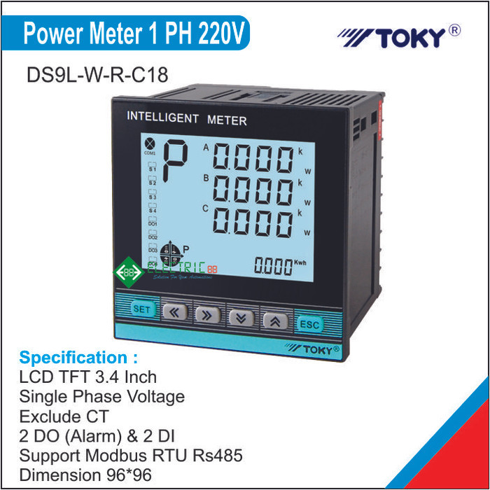 Toky, Power Meter 1 Phase Support Modbus Rs485