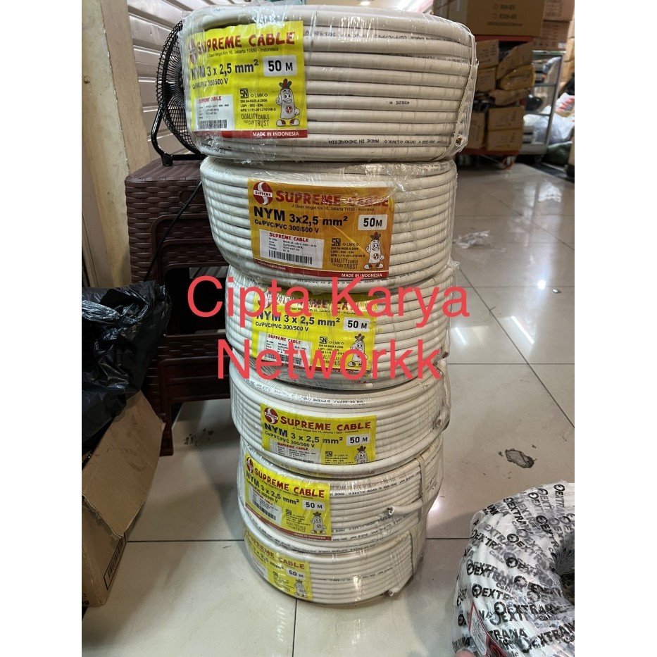 Kabel Supreme Nym 3X2.5 Mm Engkel Putih 50M / Nym 3X2,5 Mm Supreme