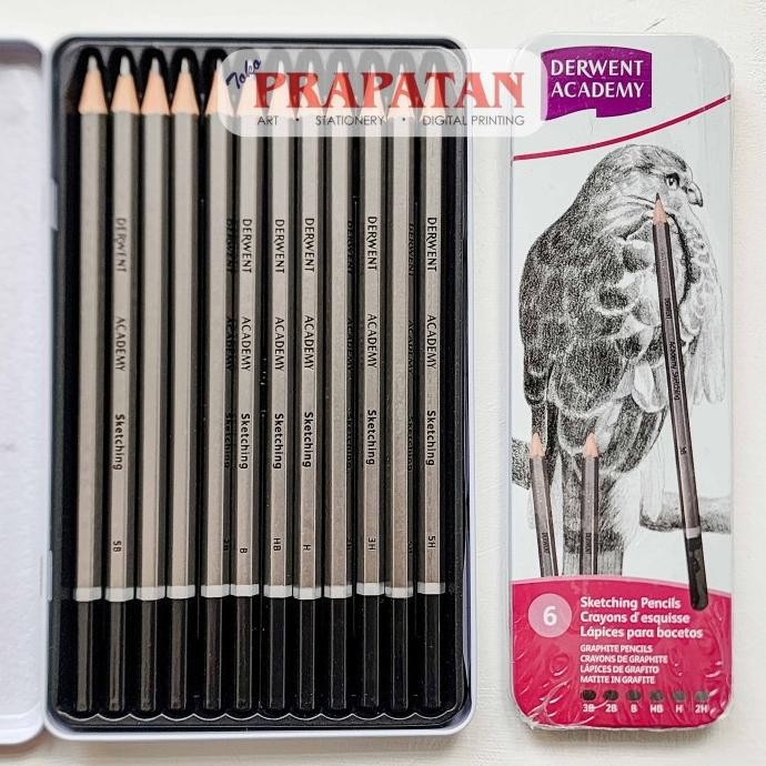 

>*>*>*>*] Derwent Academy Sketching Pencil Metal Tin Set | Pensil Gambar