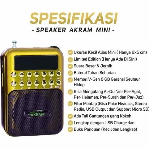 SPEAKER QURAN AL-AKRAM MINI KONTEN TERBARU | SPEKER QURAN MUROTAL MP3 Terlaris
