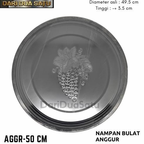 NAMPAN BAKI BULAT STAINLESS MOTIF BUAH ANGGUR 50 CM