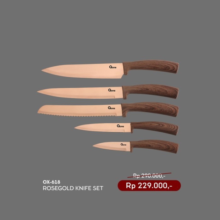 BERKUALITAS OXONE ROSEGOLD KNIFE SET OX-618 / PISAU OXONE KODE 739