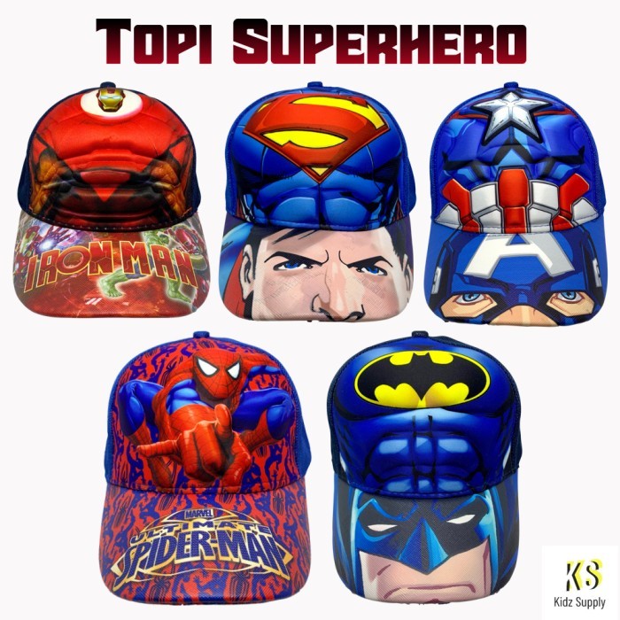 TOPI ANAK LAKI LAKI TIMBUL KIDZ SUPPLY GAMBAR MARVEL SPIDERMAN IRONMAN READY YAA
