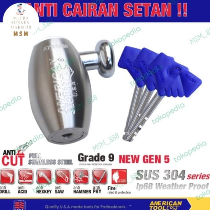 KUNCI GEMBOK CAKRAM MOTOR ORIGINAL AMERICAN SECURE SAFETY LOCK CAKRAM