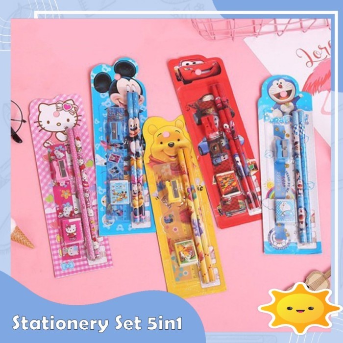 

Stationery Set 5 in 1 Paket Alat Tulis Anak Sekolah Pensil Penghapus O