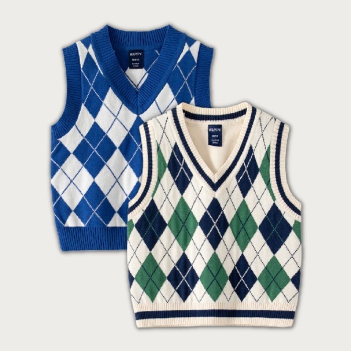 [383184] - Atasan Sweater Kutung Rompi Rajut Import Anak Laki-Laki