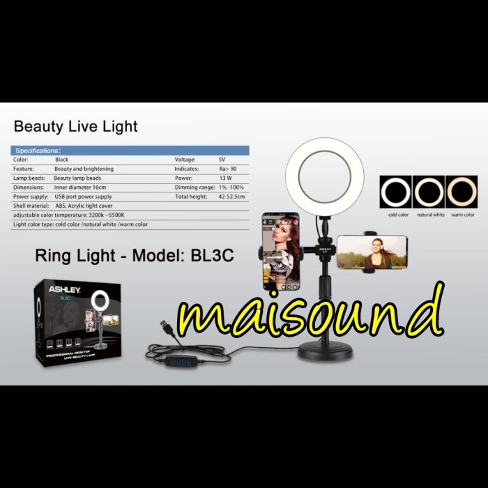 RING LIGHT LAMPU SELFIE VLOG VLOGGER STANDING LIGHTING BULAT MEJA