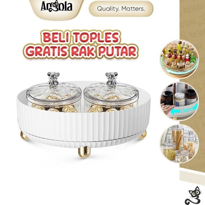 Angola Toples Kue Kering Toples Kue Lebaran Hampers Natal / Toples Makanan Gratis Rak Putar MS
