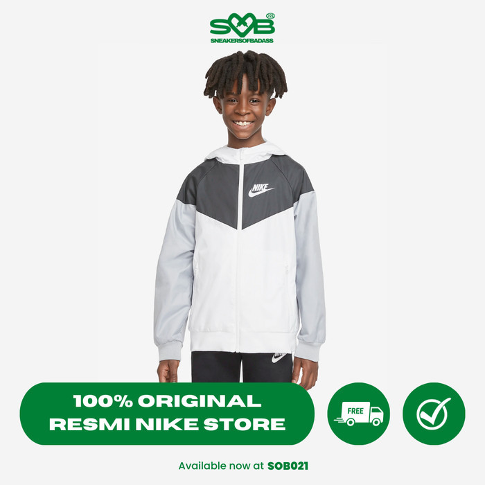 Nike Boys' Sportswear Windrunner Jacket White/Black - 850443-102