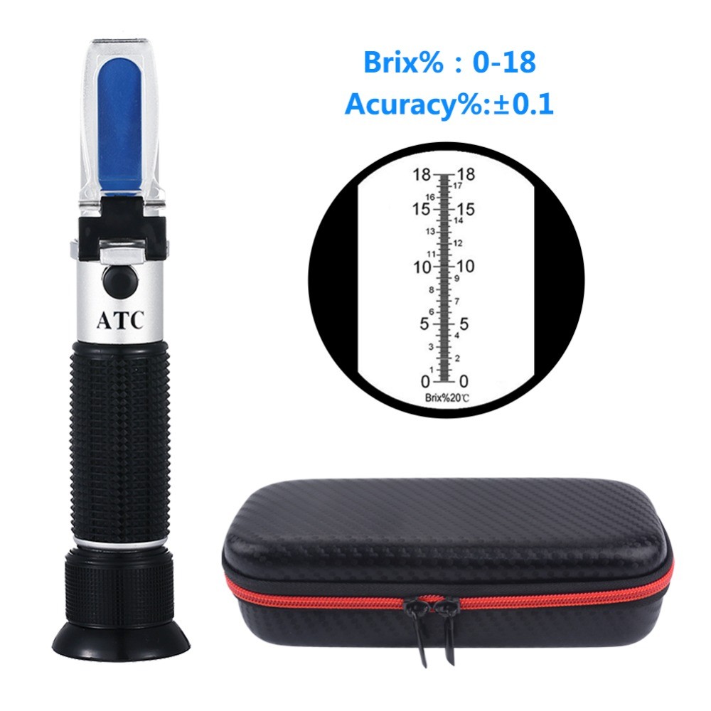 TOPZI 0-18%  Brix Refractometer For Brix Sugar  Beer Brix Refractometer with ATC Refractometer Optic