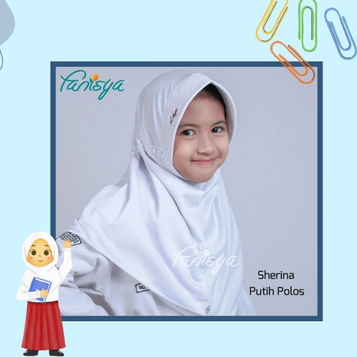 JILBAB SEKOLAH SD BERGO KAOS PUTIH HITAM ABU POLOS FANISYA