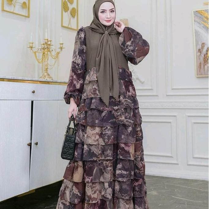 Gamis Bayza Series Yodizein Ceruty Printing  Muslim Wanita Original