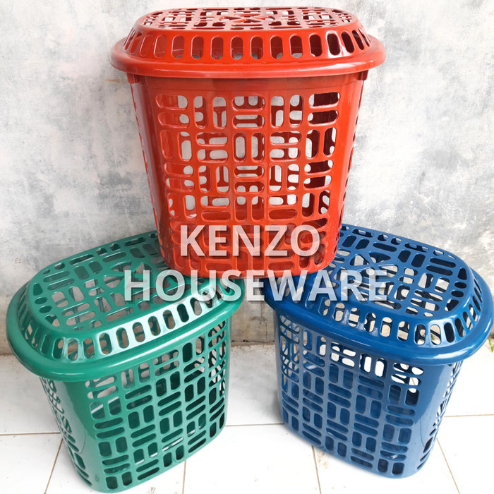 Keranjang Baju Kotor Plastik Keranjang Basket Kotak Laundry Bag Tutup