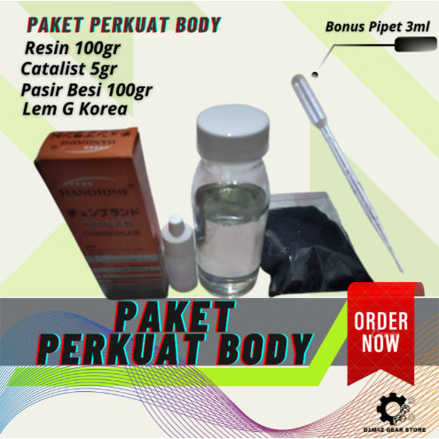 TERPERCAYA Paket Resin+Catalist+Pasir Besi+Lem G Perkuat Mainan Plastik