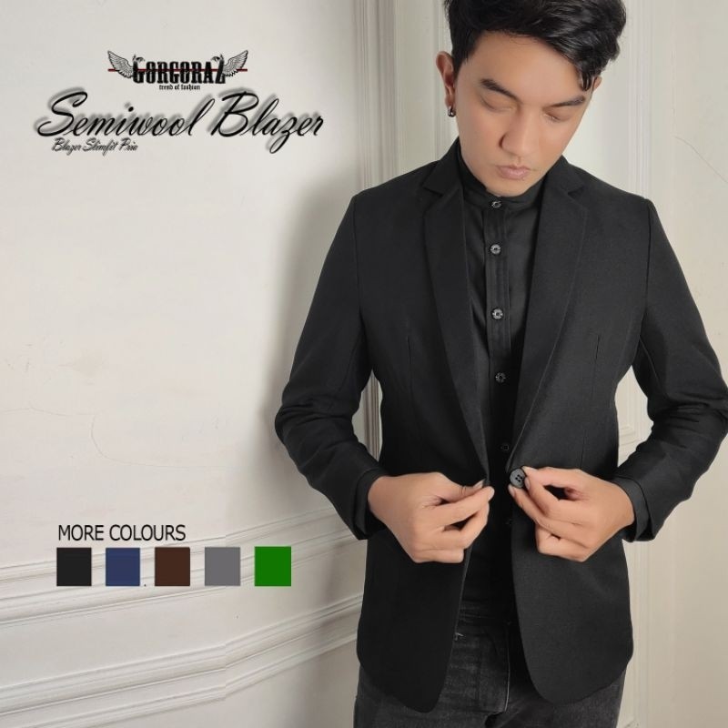 NEW DEALS jas pria blazer pria abu gelap, biru navy, hitam dan coklat slimfit doff original