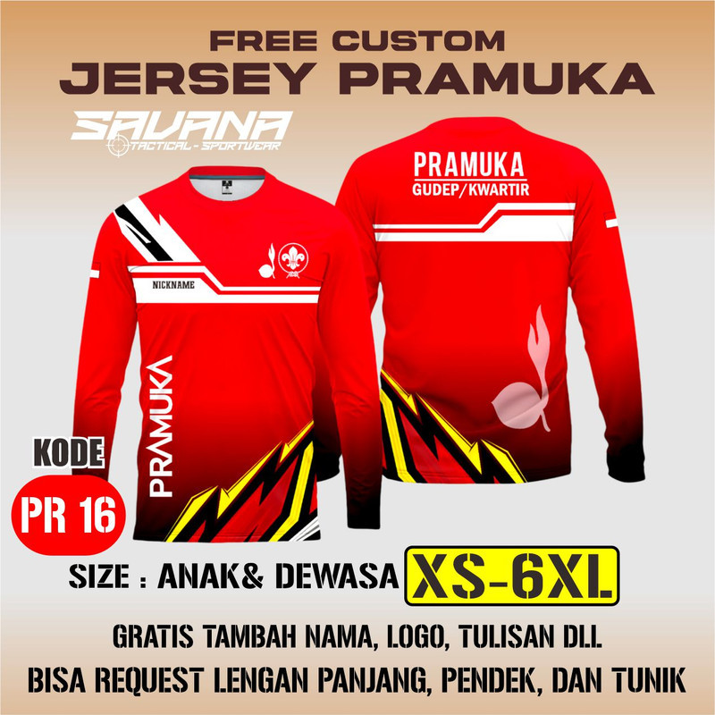 SAVANA - Jersey premium PRAMUKA printing penggalang pdh pdl custom / baju / kaos PR100