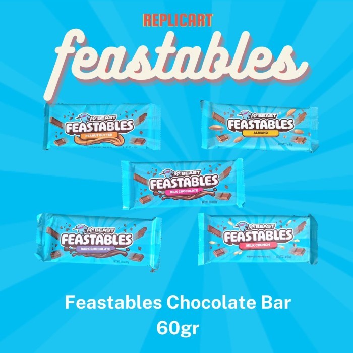 

Ready MR BEAST Feastables Chocolate Bar Original 60gr and 35gr coklat mr beast