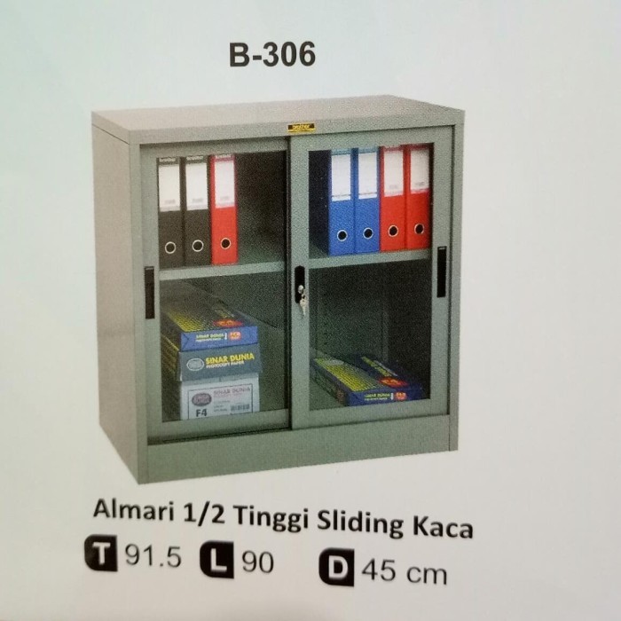 

Lemari Besi Pendek Sliding Kaca Brother B-306 Lemari Arsip Kantor