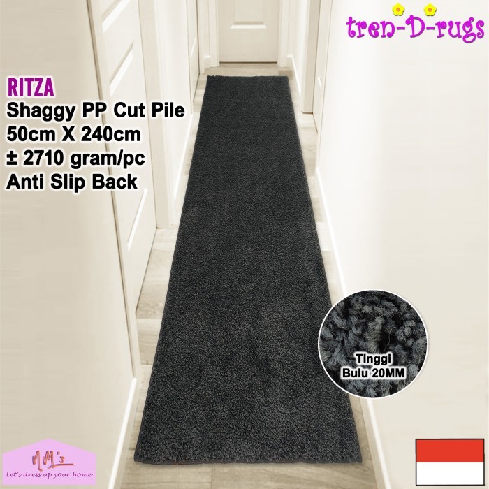 PROMO Tren-D-rugs karpet keset shaggy 50x240 anti slip polos modern estetik alas lantai dapur