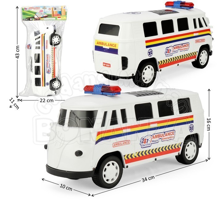 [Bonanza] Mainan Anak Mobil Ambulance VW Kombi Friction Ambulance