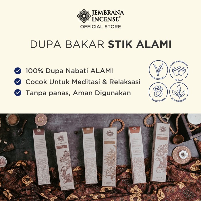 Jembrana Incense - Dupa Bakar Stik Aroma Alami Tanpa Parfum - 100 Batang, Aroma Asli Pilihan Gaharu