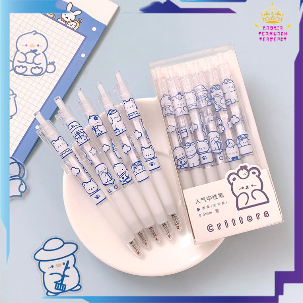 

LIMITED EDITION GTT PULPEN LUCU MOTIF BEAR AESTHETIC PENA GEL 0.5MM WARNA HITAM KODE 988