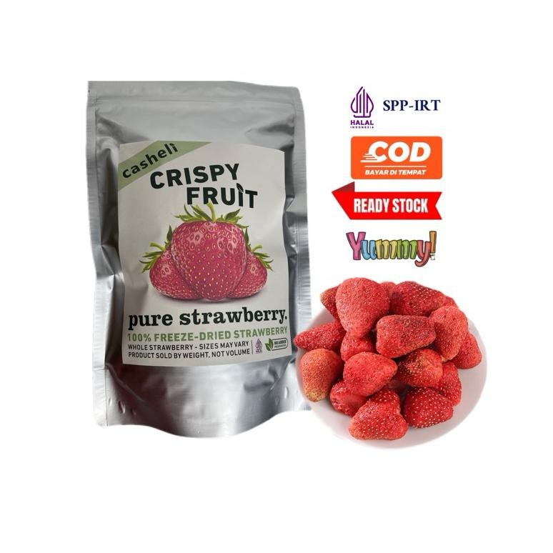 

casheli Strawberry Kering Freeze Dried Utuh Premium Quality Fresh Baru Crispy Original Sweet