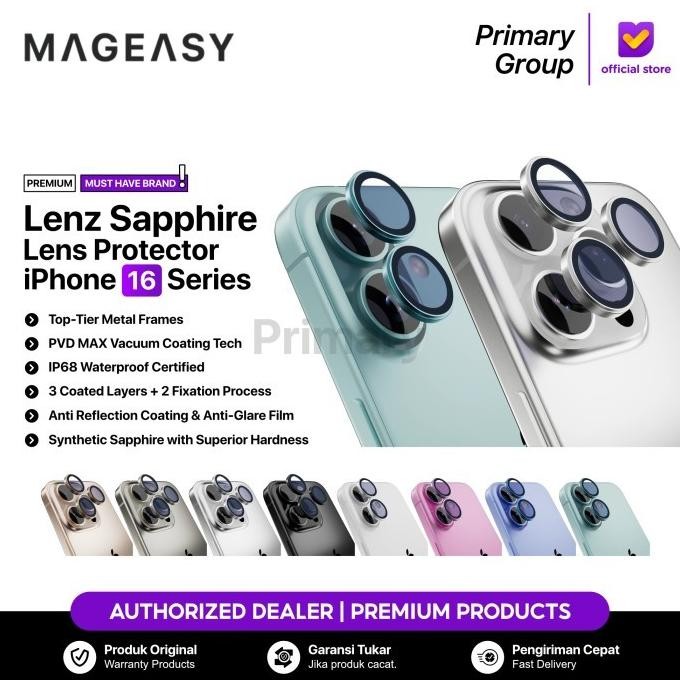MAGEASY Lens Protector iPhone 16 Pro Max 16 Plus MAGEASY Lenz Sapphire Camera Ring Guard Titanium Me