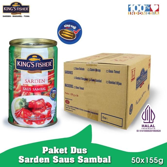 

Paket 1 dus 50pc King's Fisher Sarden mini saus sambal Makanan Kaleng JRS